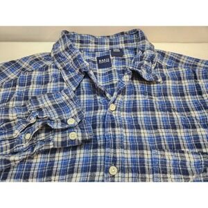 Basic Editions Mens Plaid‎ Flannel Long Sleeve Button Up Shirt Size Large